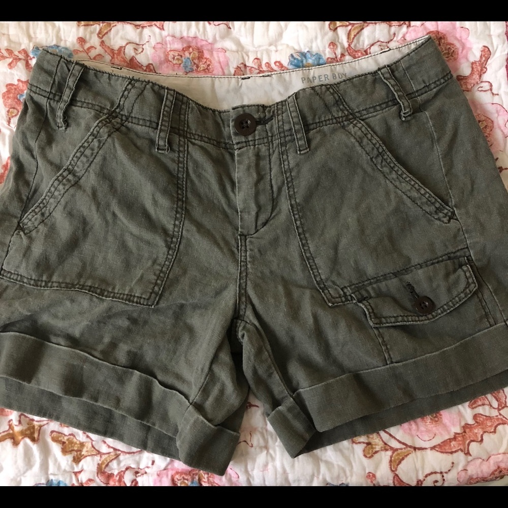 Green linen shorts by Paper Boy (from Anthro)